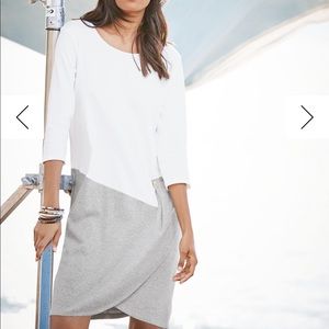 Joan Vass Colorblock 3/4 Cotton Dress